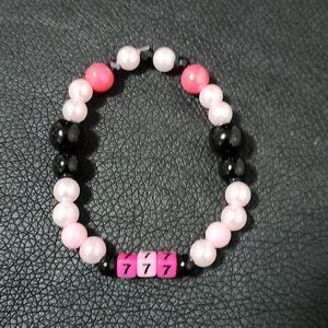 Hand-made Radiant Dawn Black and Pink beaded 777 bracelet